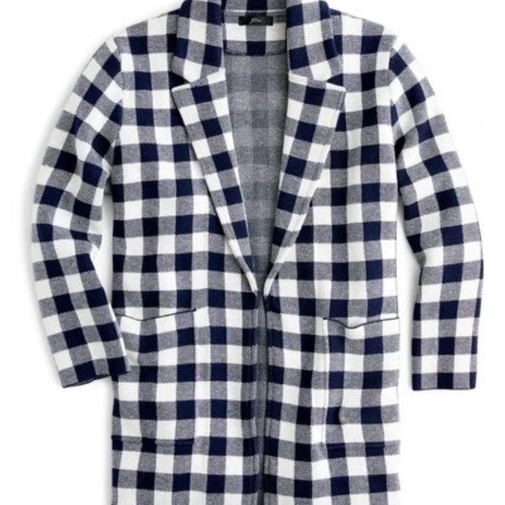 J. Crew Navy and White Checkered Blazer